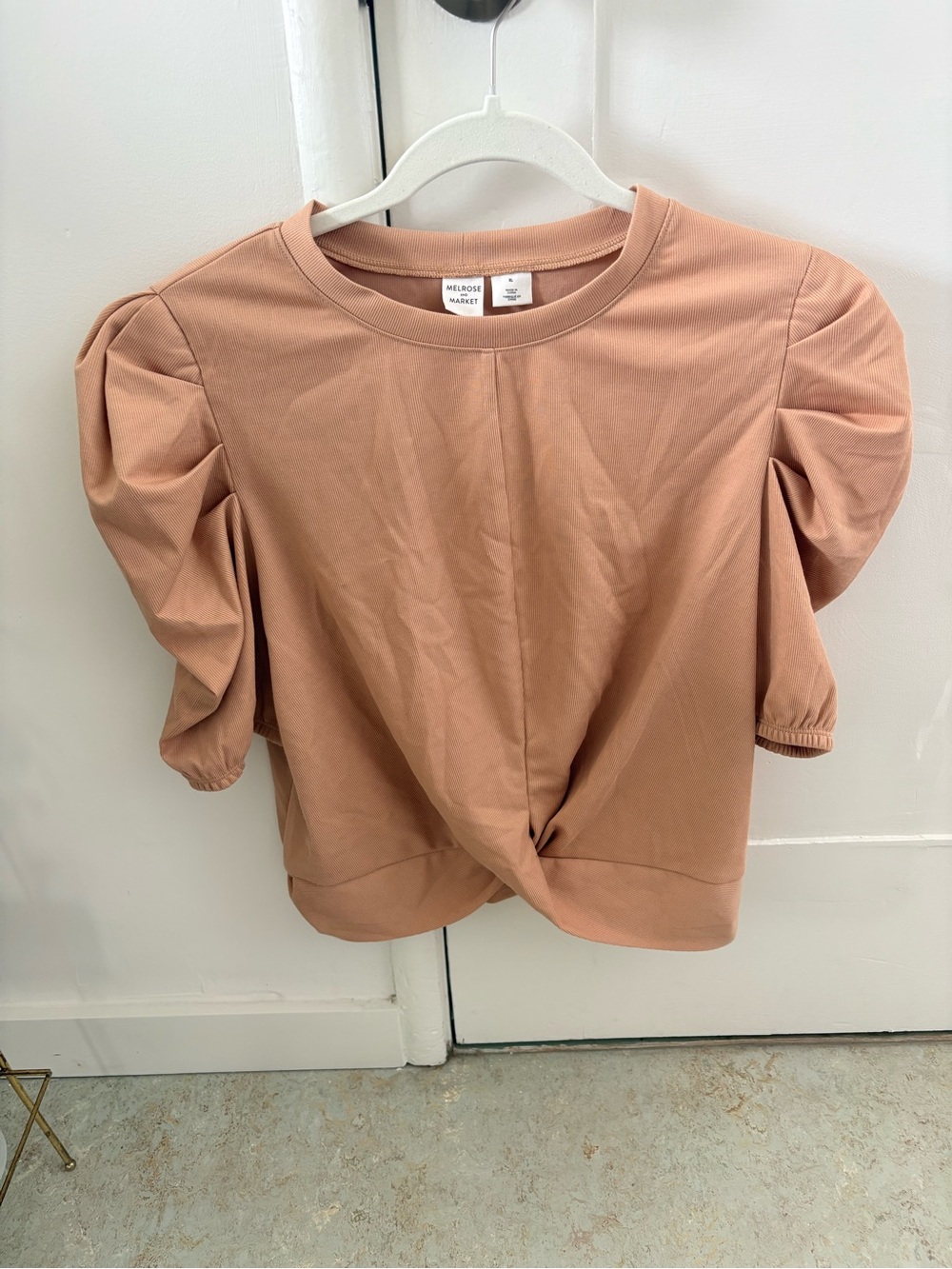 Melrose & Market Puff-Sleeve Twist Front Top - Dusty Rose